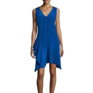 DEREK LAM 10 CROSBY Tank Dress, Cobalt Blue 100% Silk Sleeveless Assymetrical, 6